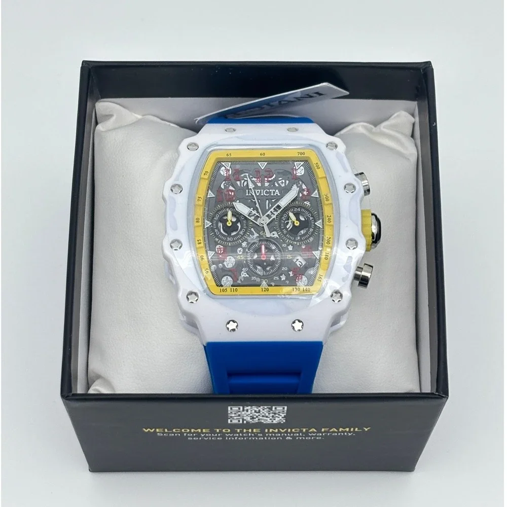 Invicta‎ S1 Rally Chronograph White Case Blue Silicone Strap Watch 42161 New